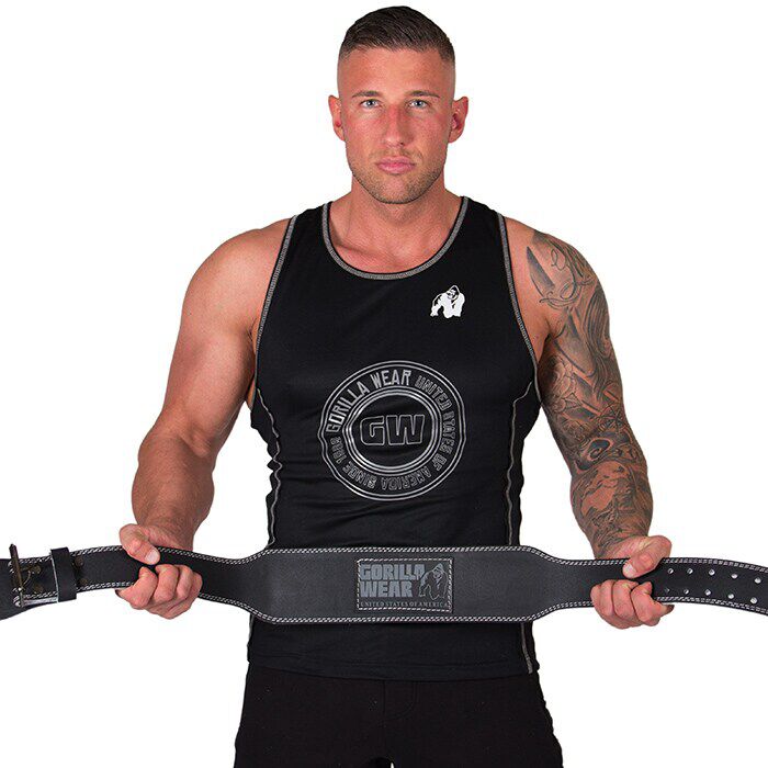 4 Inch Polstret Tr&aelig;ningsb&aelig;lte L&aelig;der Sort