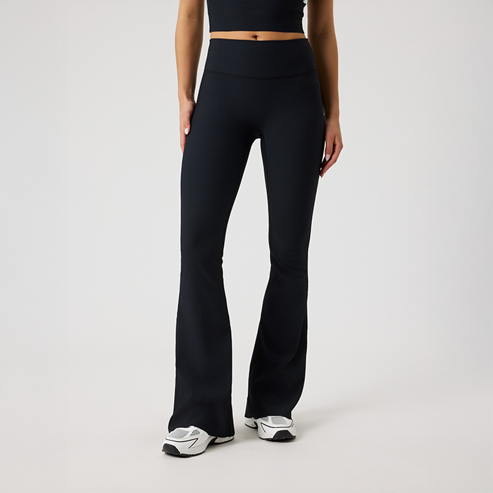 Studio Ribbed Flare Tights Sort