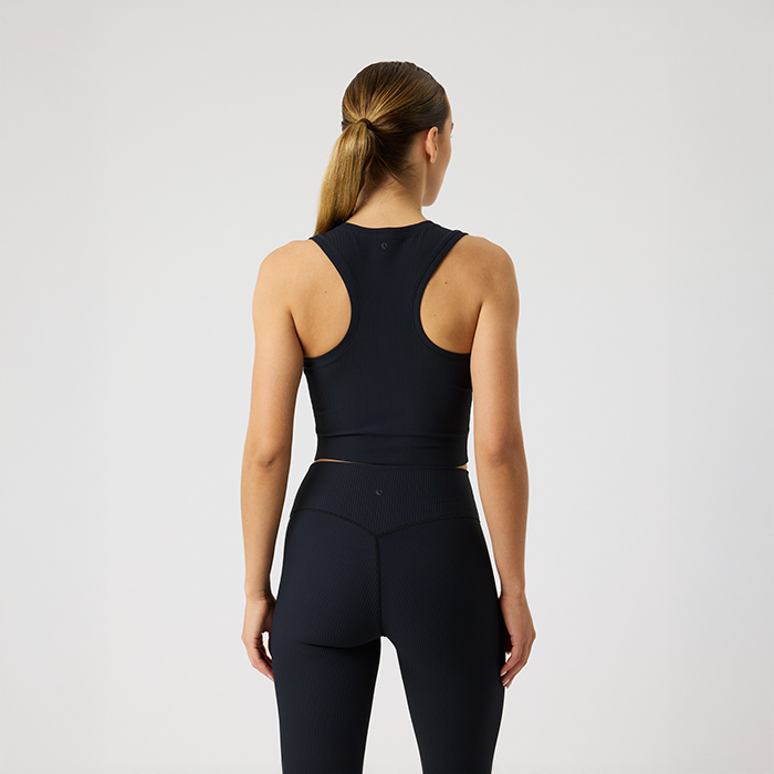 Studio Ribbed Cropped Tanktop Sort