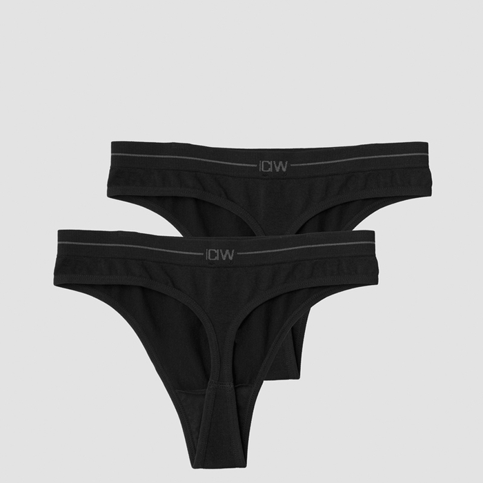 Everyday Seamless Thong 2-pack, Black