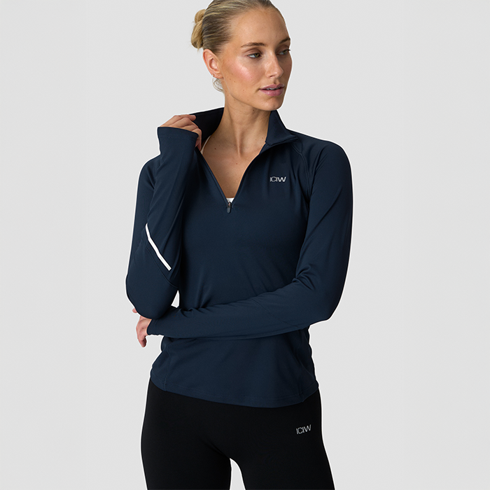 Everyday Lang&aelig;rmet Stribet 1/4 Zip Bl&aring;