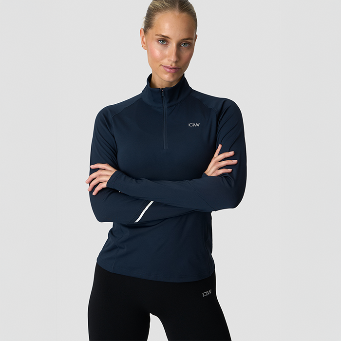 Everyday Lang&aelig;rmet Stribet 1/4 Zip Bl&aring;