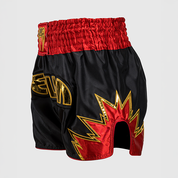 Inferno Muay Thai Shorts Sort Guld R&oslash;d