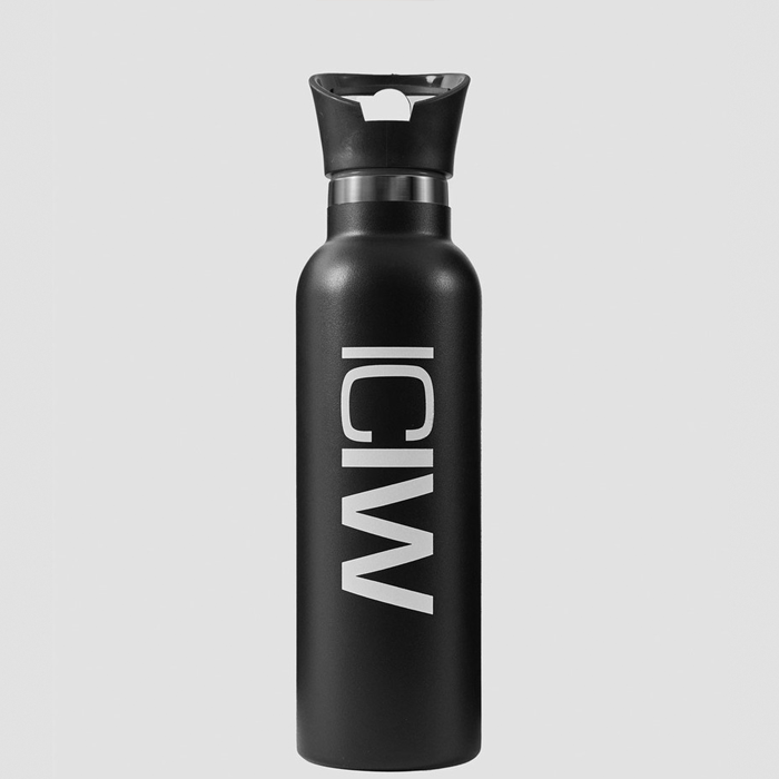 Vandflaske Rustfrit St&aring;l 600 ml Sort/Hvid