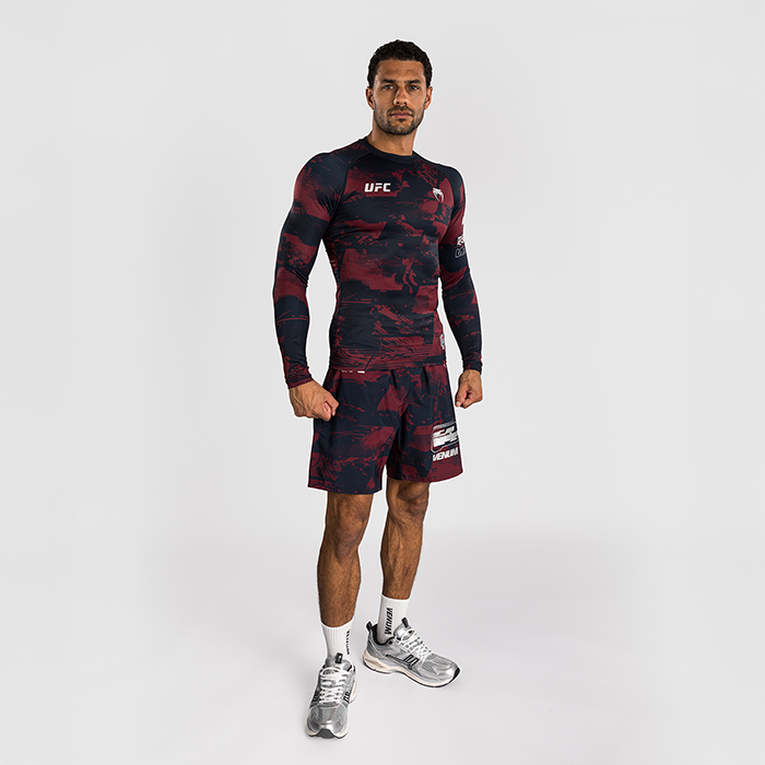 UFC Zenith by Venum Fight Week Rashguard Lang&aelig;rmet Bl&aring; R&oslash;d Gr&aring;
