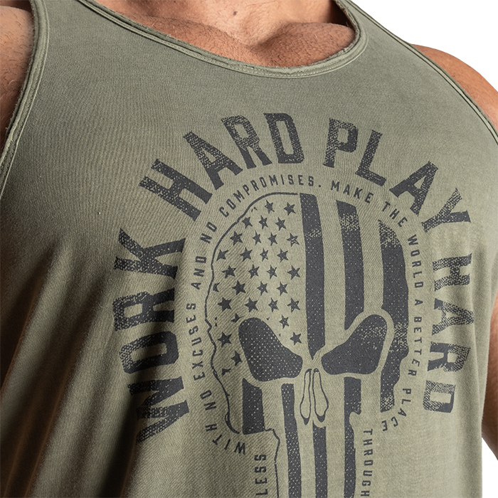 Skull T-back, Acid Washed Green